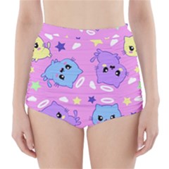 Seamless Pattern With Cute Kawaii Kittens High-waisted Bikini Bottoms by Jancukart