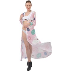 Cute Bunnies Easter Eggs Seamless Pattern Maxi Chiffon Beach Wrap by Jancukart