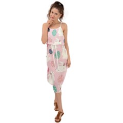 Cute Bunnies Easter Eggs Seamless Pattern Waist Tie Cover Up Chiffon Dress by Jancukart