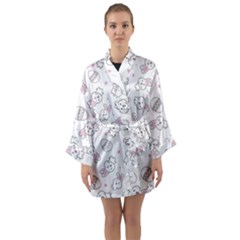 Cute Pattern With Easter Bunny Egg Long Sleeve Satin Kimono by Jancukart
