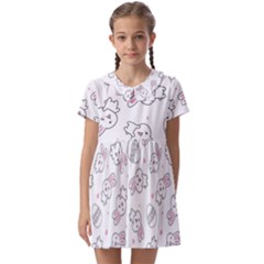 Cute Pattern With Easter Bunny Egg Kids  Asymmetric Collar Dress by Jancukart