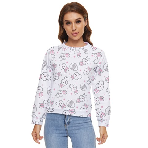 Cute Pattern With Easter Bunny Egg Women s Long Sleeve Raglan Tee by Jancukart