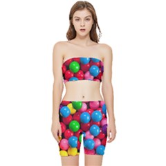 Bubble Gum Stretch Shorts And Tube Top Set by artworkshop