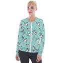 Unicorn Patterns Velvet Zip Up Jacket View1