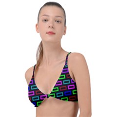 Colourful Bricks Pattern Colour Knot Up Bikini Top by Jancukart