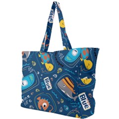 Seamless-pattern-vector-submarine-with-sea-animals-cartoon Simple Shoulder Bag by Jancukart