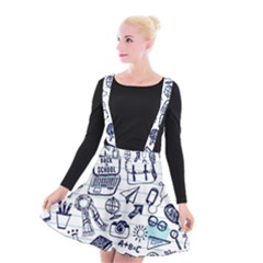 Hand-drawn-back-school-pattern Suspender Skater Skirt by Jancukart