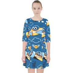 Seamless-pattern-with-nice-planes-cartoon Quarter Sleeve Pocket Dress by Jancukart