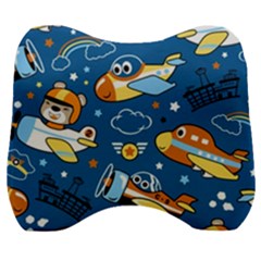 Seamless-pattern-with-nice-planes-cartoon Velour Head Support Cushion by Jancukart