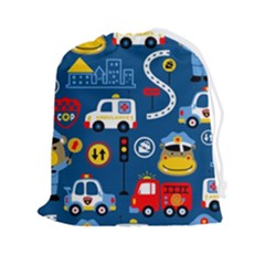 Seamless-pattern-vector-rescue-team-cartoon Drawstring Pouch (2xl) by Jancukart