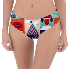 Toy-transport-cartoon-seamless-pattern-with-airplane-aerostat-sail-yacht-vector-illustration Reversible Classic Bikini Bottoms by Jancukart