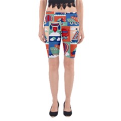 Toy-transport-cartoon-seamless-pattern-with-airplane-aerostat-sail-yacht-vector-illustration Yoga Cropped Leggings by Jancukart