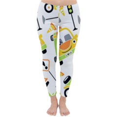 Seamless-pattern-vector-illustration-vehicles-cartoon Classic Winter Leggings by Jancukart