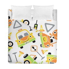 Seamless-pattern-vector-illustration-vehicles-cartoon Duvet Cover Double Side (full/ Double Size) by Jancukart