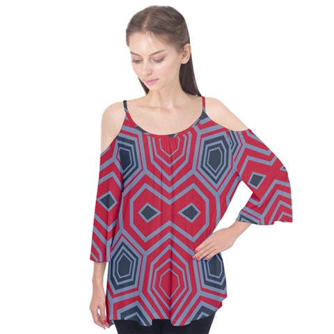 Abstract Pattern Geometric Backgrounds  Flutter Sleeve Tee  by Eskimos