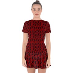 Micro Blood Red Cats Drop Hem Mini Chiffon Dress by NerdySparkleGoth