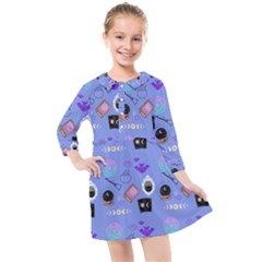 Pale Blue Goth Kids  Quarter Sleeve Shirt Dress by NerdySparkleGoth