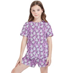 Pink Ghost Kids  Tee And Sports Shorts Set by NerdySparkleGoth