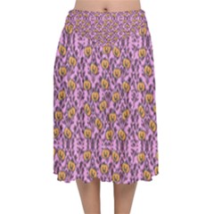 Pink Jack Velvet Flared Midi Skirt by NerdySparkleGoth