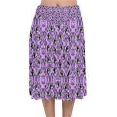 Purple Bats Velvet Flared Midi Skirt by NerdySparkleGoth