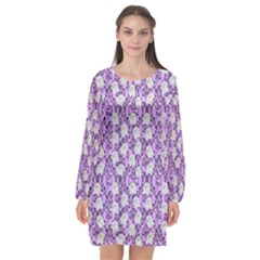Purple Ghost Long Sleeve Chiffon Shift Dress  by NerdySparkleGoth