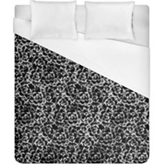 Dark Black And White Floral Pattern Duvet Cover (california King Size) by dflcprintsclothing