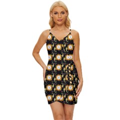 Flowers Pattern Wrap Tie Front Dress by Sparkle