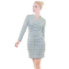 Flowers Pattern Button Long Sleeve Dress by Sparkle