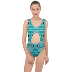 Abstract Pattern Geometric Backgrounds  Center Cut Out Swimsuit by Eskimos