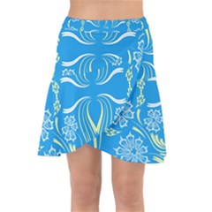 Folk Flowers Print Floral Pattern Ethnic Art Wrap Front Skirt by Eskimos