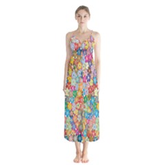 Floral Flowers Button Up Chiffon Maxi Dress by artworkshop