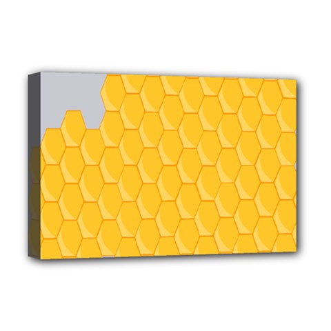 Hexagons Yellow Honeycomb Hive Bee Hive Pattern Deluxe Canvas 18  X 12  (stretched) by artworkshop