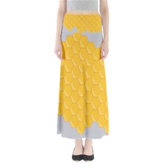 Hexagons Yellow Honeycomb Hive Bee Hive Pattern Full Length Maxi Skirt by artworkshop