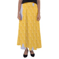 Hexagons Yellow Honeycomb Hive Bee Hive Pattern Flared Maxi Skirt by artworkshop