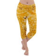 Water Lightweight Velour Capri Yoga Leggings by artworkshop