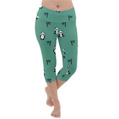 Pandas Pattern Lightweight Velour Capri Yoga Leggings by artworkshop