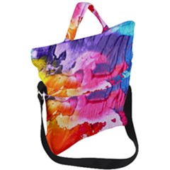 Colorful Painting Fold Over Handle Tote Bag by artworkshop