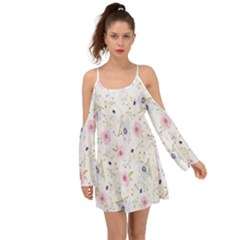 Pattern Flowers Kimono Sleeves Boho Dress by artworkshop