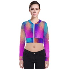 Triangles Polygon Color Long Sleeve Zip Up Bomber Jacket by artworkshop