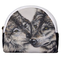 Wolves Horseshoe Style Canvas Pouch by ArtByThree