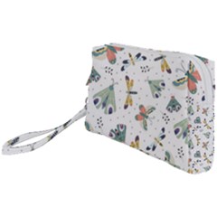 Seamless-pattern-with-moth-butterfly-dragonfly-white-backdrop Wristlet Pouch Bag (small) by Jancukart