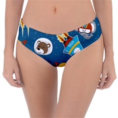 Seamless-pattern-vector-with-spacecraft-funny-animals-astronaut Reversible Classic Bikini Bottoms by Jancukart