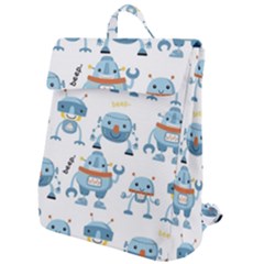 Seamless Pattern With Funny Robot Cartoon Flap Top Backpack by Jancukart