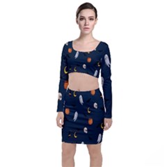 Halloween Ghost Pumpkin Bat Skull Top And Skirt Sets by artworkshop