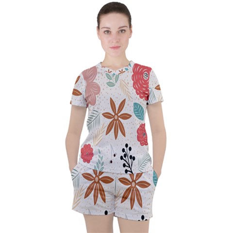 Nature Flora Women s Tee And Shorts Set by artworkshop