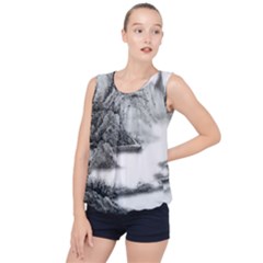 Ink-wash-painting-mountain-rolling-mountains Bubble Hem Chiffon Tank Top by Jancukart