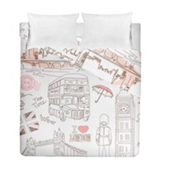 I Love London Drawing Duvet Cover Double Side (full/ Double Size) by Jancukart