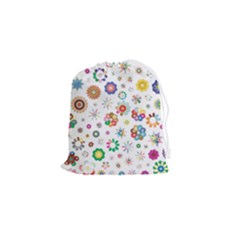 Flower Floral Pattern Drawstring Pouch (small) by Jancukart