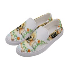 Pug-watercolor-cute-animal-dog Women s Canvas Slip Ons by Jancukart