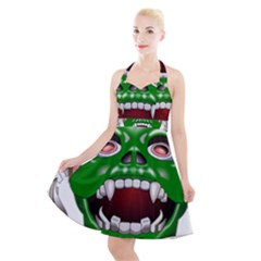 Monster-mask-alien-horror-devil Halter Party Swing Dress  by Jancukart